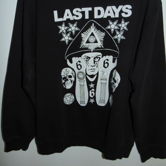 Last Days GOTHIC GOTH Men's Black 666 Punk Sweatshirt SZ S Occult - Picture 2 of 5
